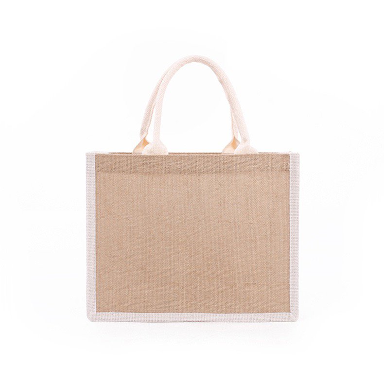 Custom Logo Handled Jute Bag Blank Pattern for Advertising Shopping and Promotion