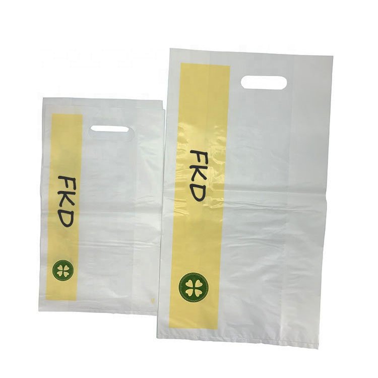 Custom Print Logo High Quality Plastic Shopping Bag HDPE Plastic packaging Die Cut Handle Carry Bag