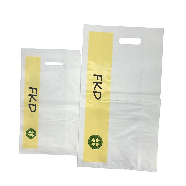 Custom Print Logo High Quality Plastic Shopping Bag HDPE Plastic packaging Die Cut Handle Carry Bag