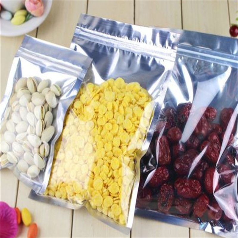 Free Samples Clear Front and Silver Back Zip Lock Aluminium Foil Pouch Food Packaging Stand up Bags