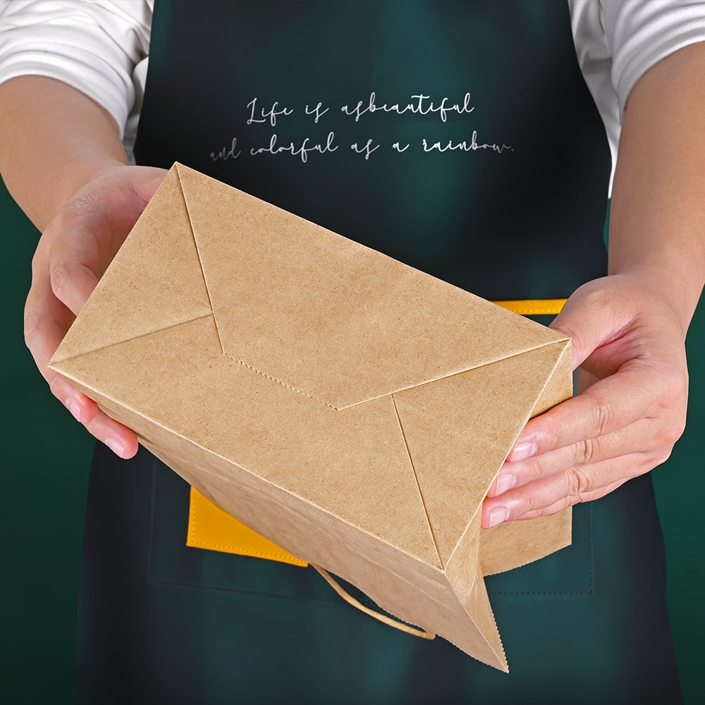 Customized Logo Take Away Food And Coffee White Paper Bag White And Brown Kraft Paper Twisted Handle Shopping Carrier Bags