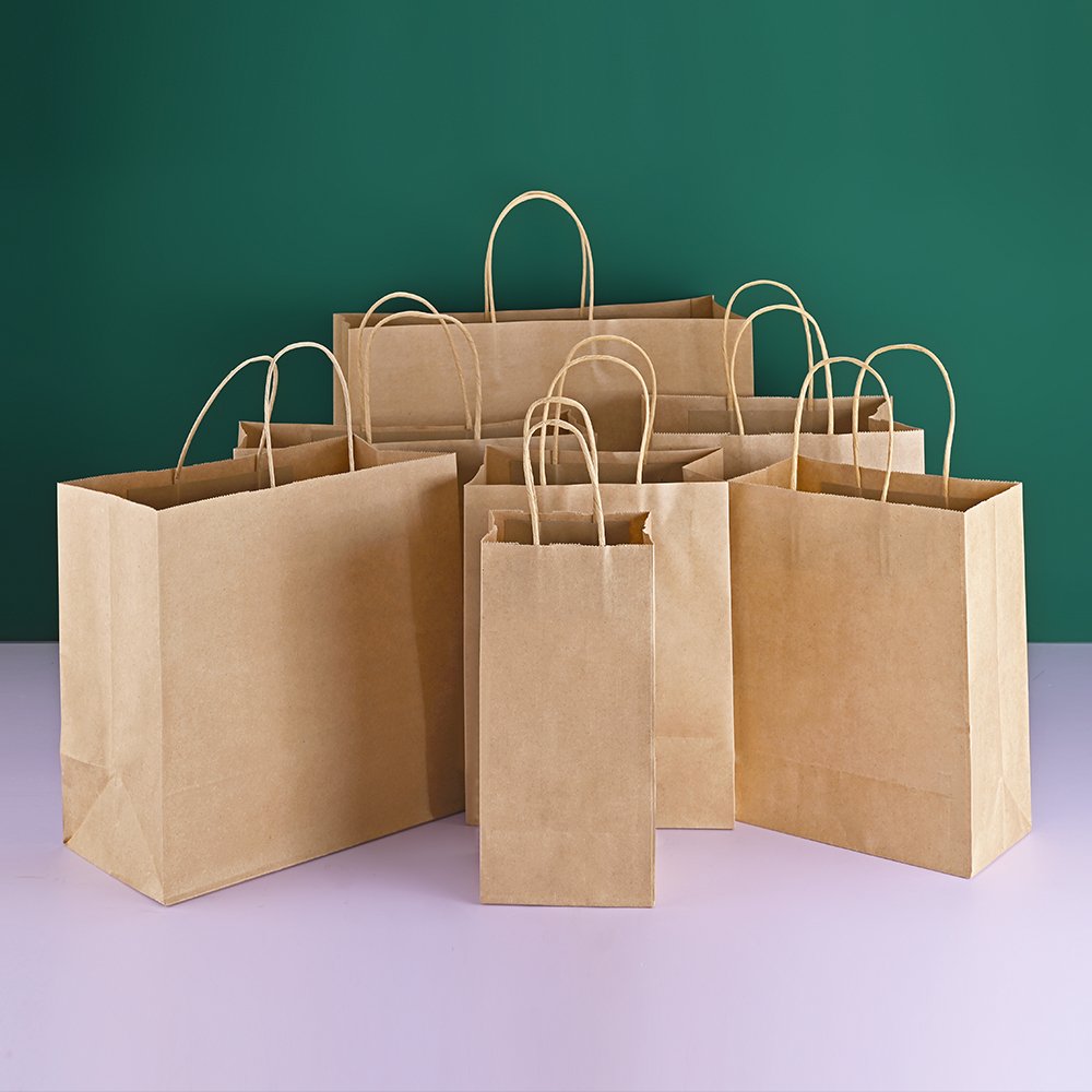 Customized Logo Take Away Food And Coffee White Paper Bag White And Brown Kraft Paper Twisted Handle Shopping Carrier Bags