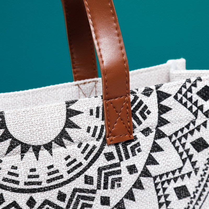 eco friendly PU handle luxury high quality custom logo white Burlap gifted shopping jute bags laminated bags shopping bags
