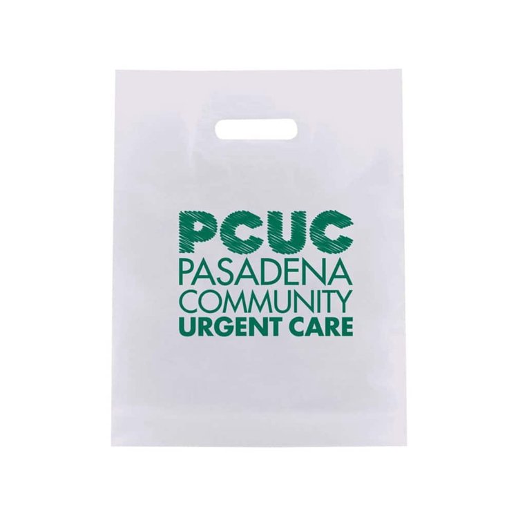 Profession custom personalized white plastic shopping bags with your own logo die cut handle for store