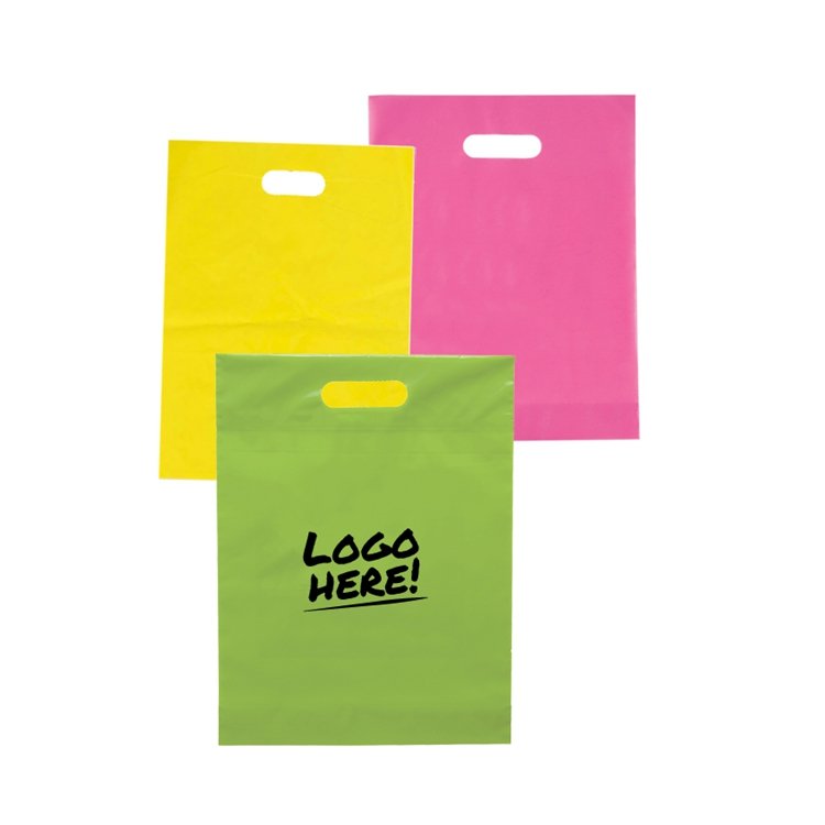 Profession custom personalized white plastic shopping bags with your own logo die cut handle for store