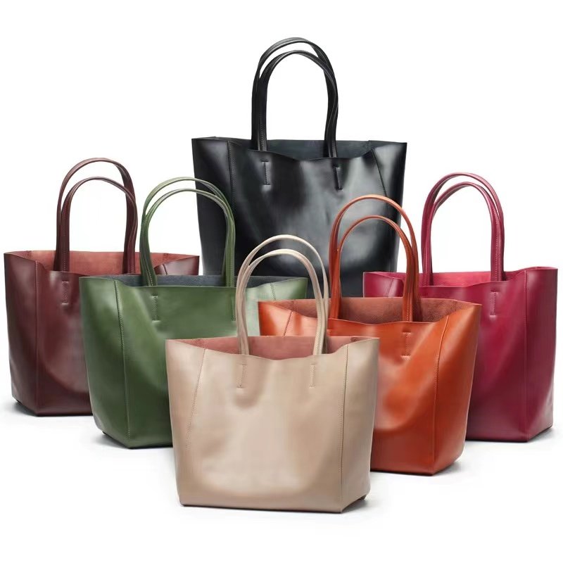 Fashion women genuine Leather Tote Bag Soft Custom Women Handbags High Quality Shopping Bag Ladies Office Big Bag