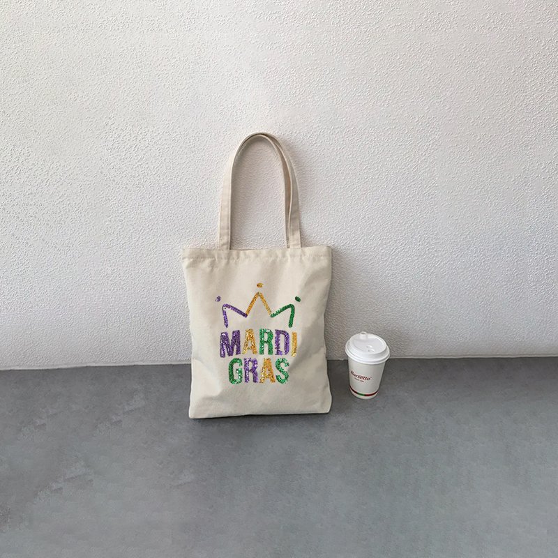 1 pc Mardi Gra pattern Tote Canvas Personalized Shoulder Bag For Travel Women's Reusable Shopping Bag With Logo