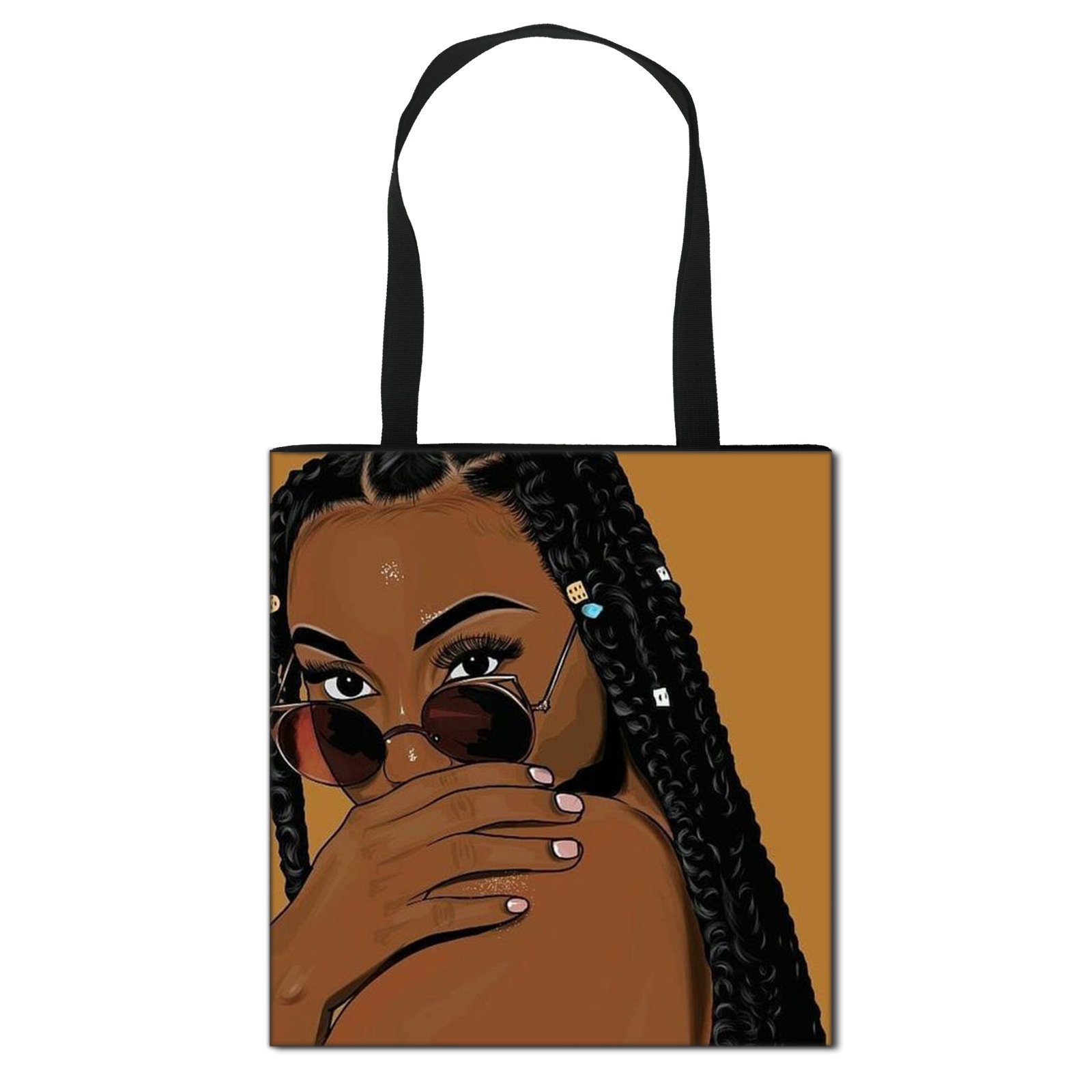 Hot large capacity shoulder tote bags black women art african girls design shopping bags ladies foldable shopper bag