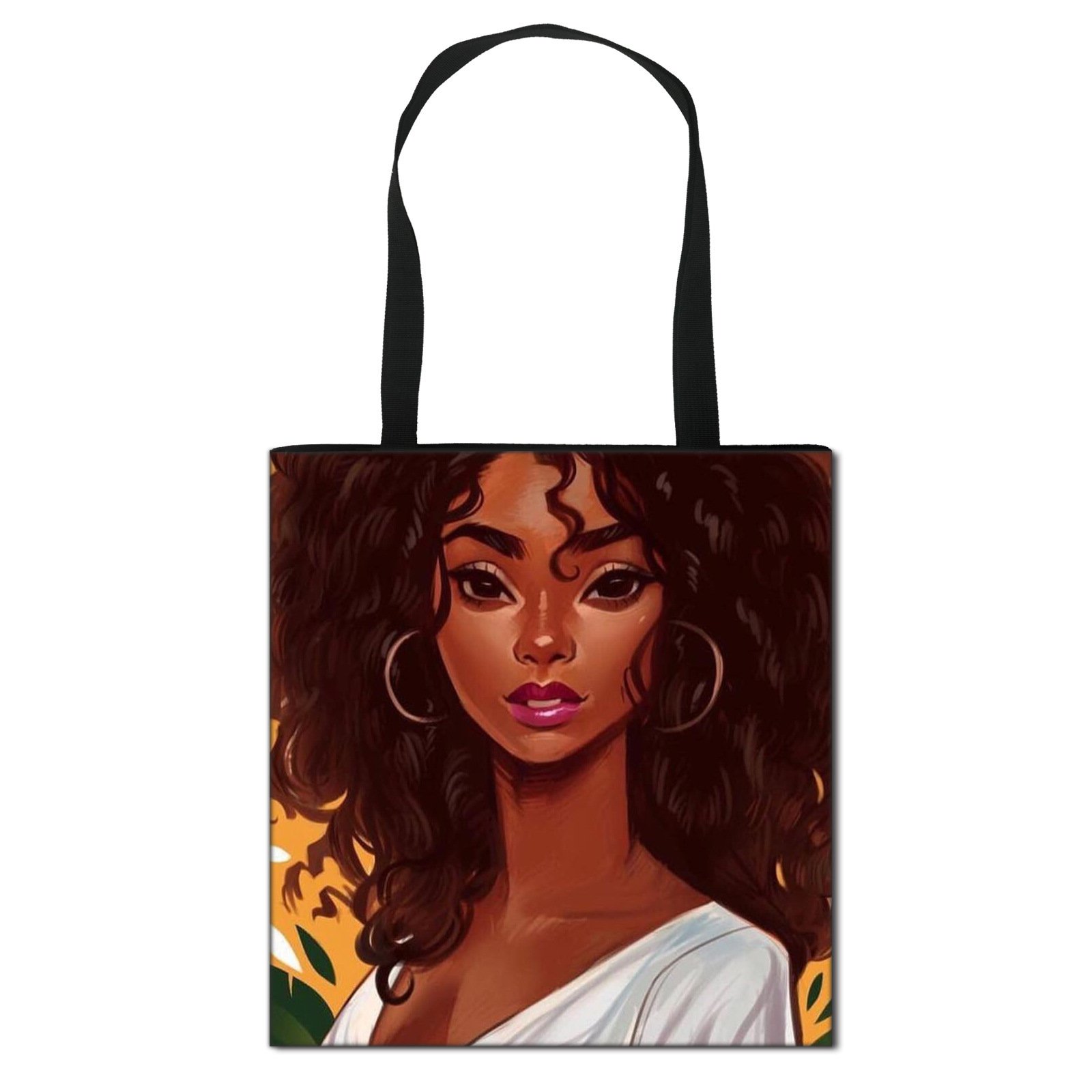 Hot large capacity shoulder tote bags black women art african girls design shopping bags ladies foldable shopper bag