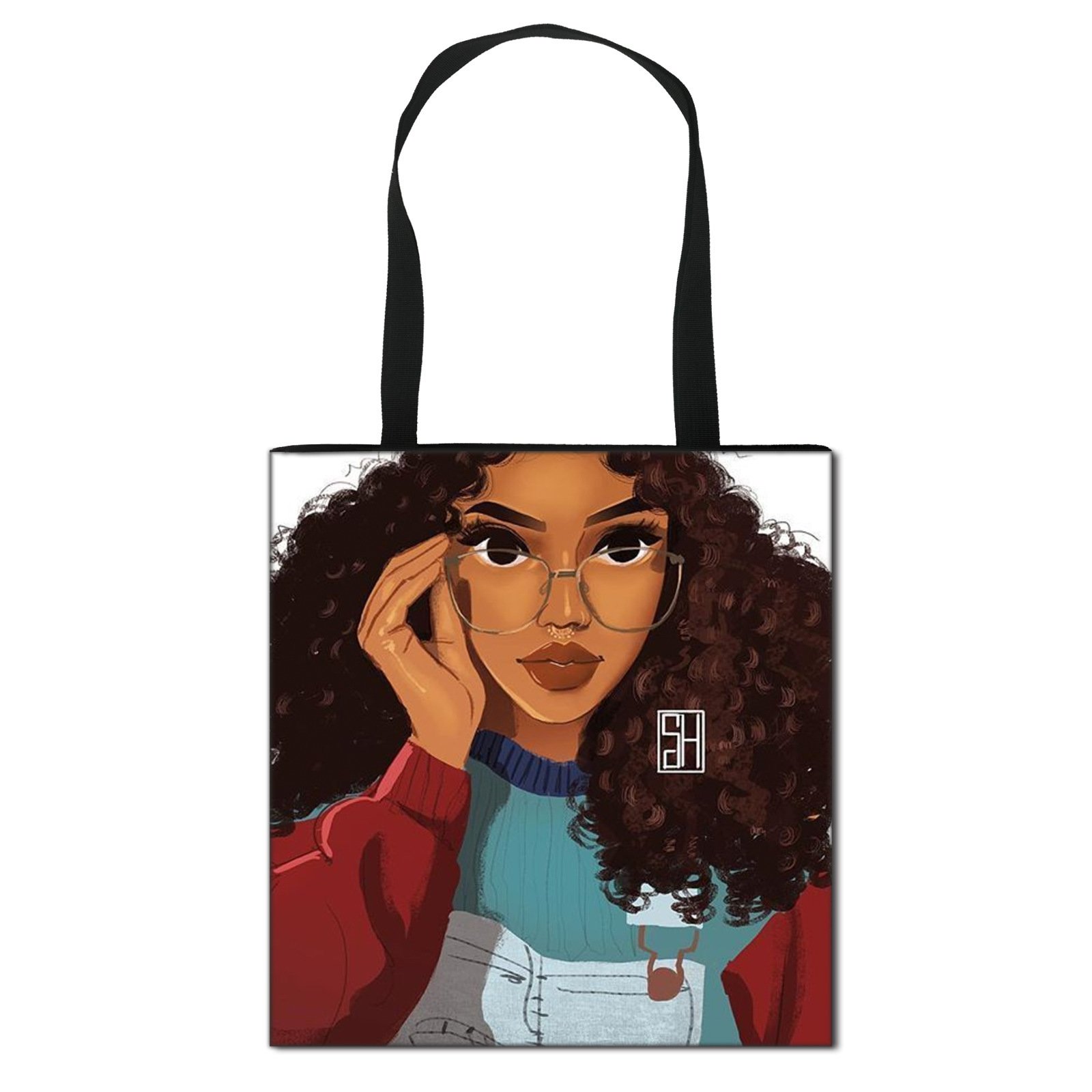 Hot large capacity shoulder tote bags black women art african girls design shopping bags ladies foldable shopper bag