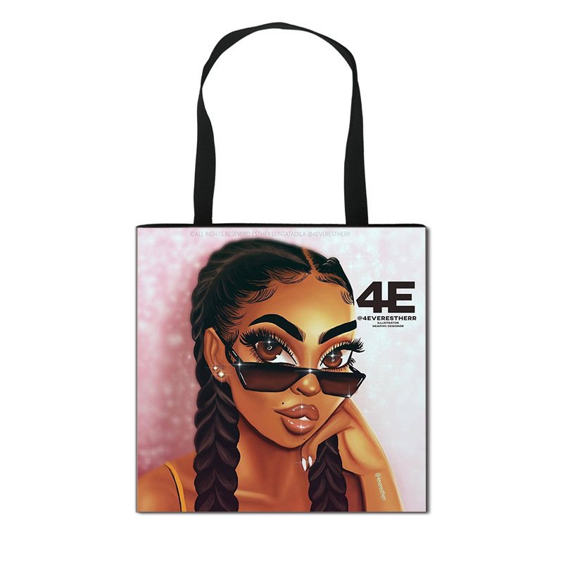 Hot large capacity shoulder tote bags black women art african girls design shopping bags ladies foldable shopper bag