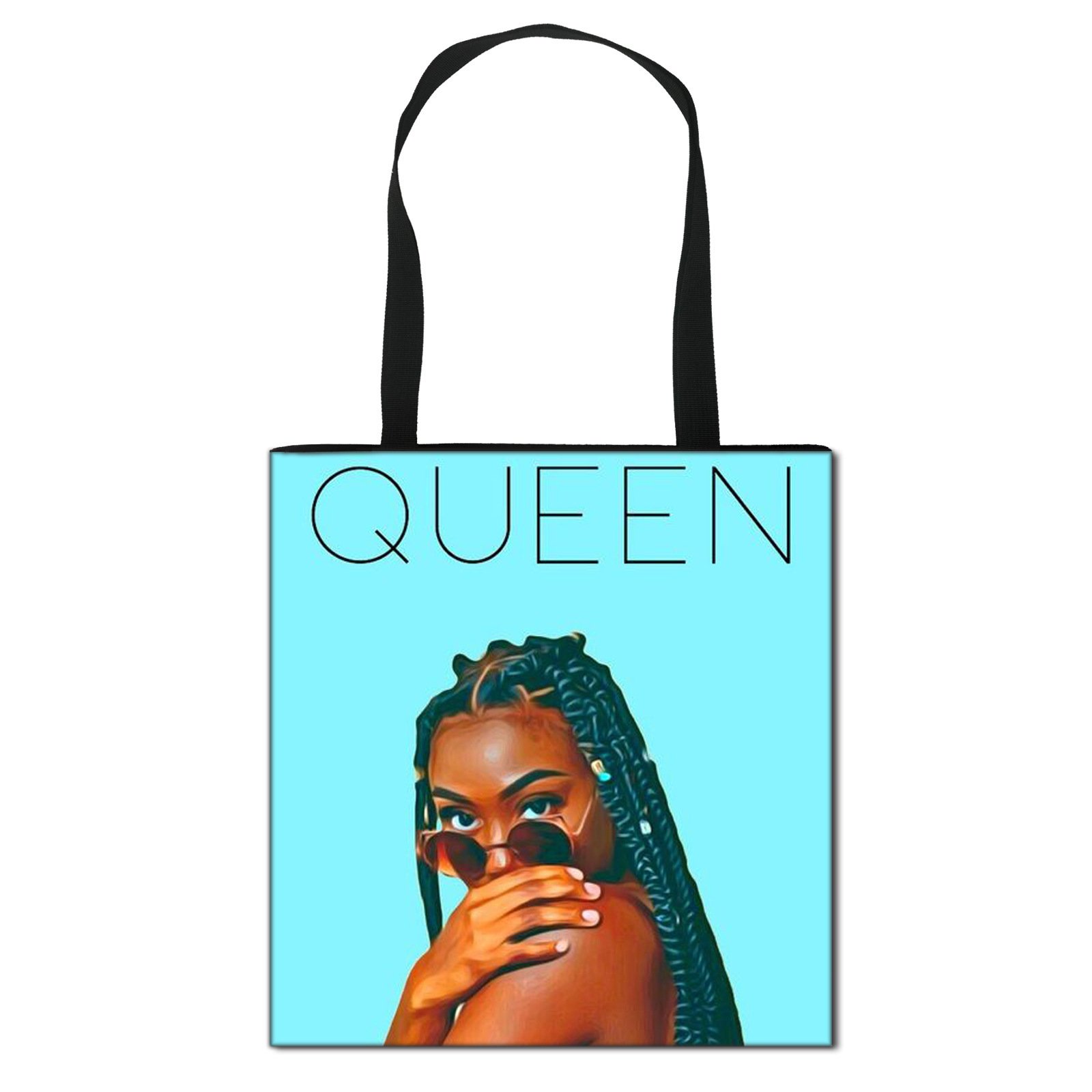 Hot large capacity shoulder tote bags black women art african girls design shopping bags ladies foldable shopper bag