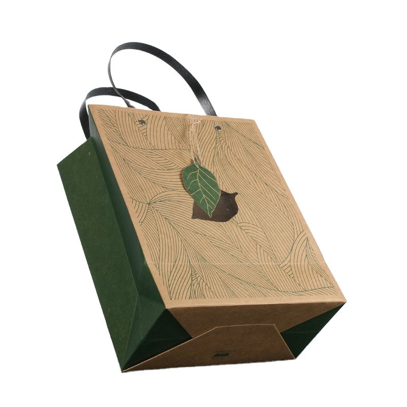 Custom printed biodegradable gift shopping bags with handle,packaging brown kraft paper bag