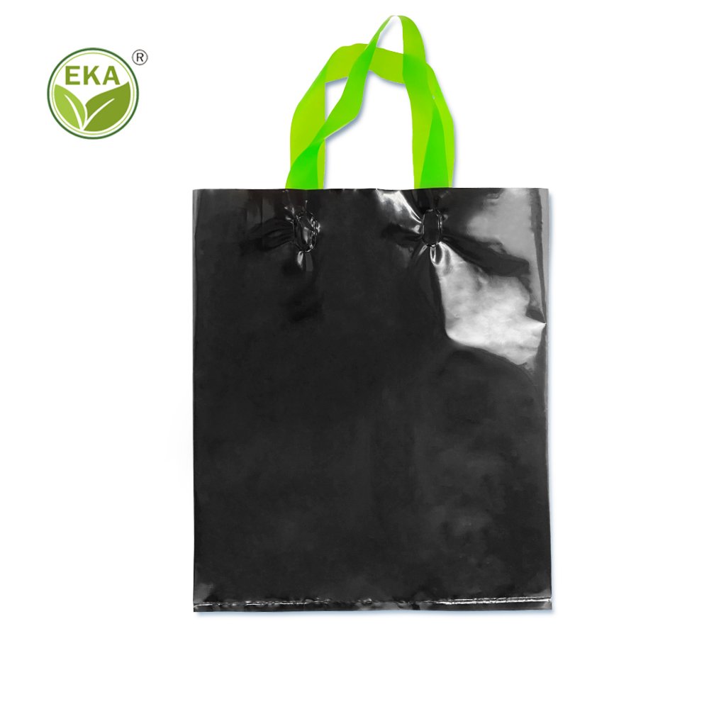 Custom printed merchandise punch die cut clear plastic shopper ldpe hdpe handle bag shopping bag