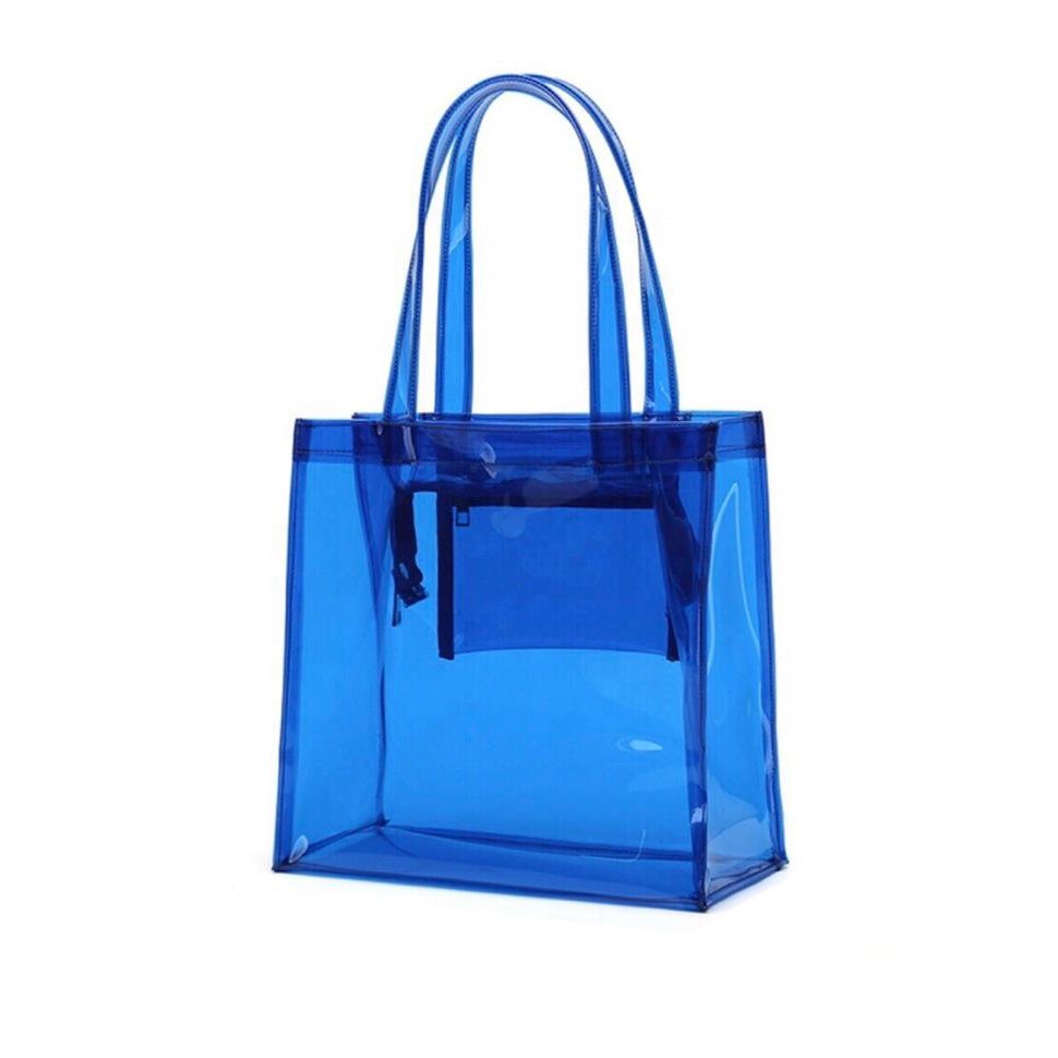 Custom Logo Waterproof Shopping Bag PVC Transparent Tote Bag Custom Color