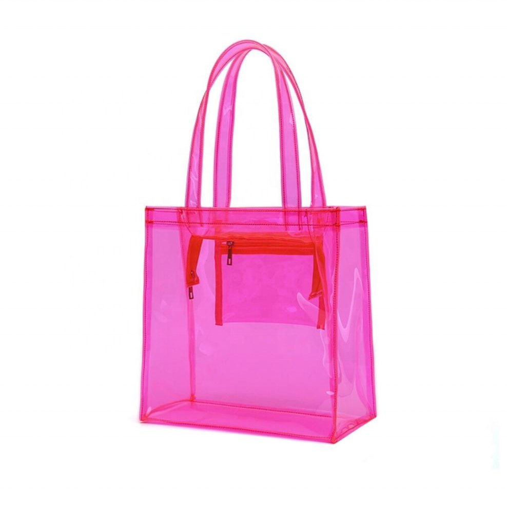 Custom Logo Waterproof Shopping Bag PVC Transparent Tote Bag Custom Color