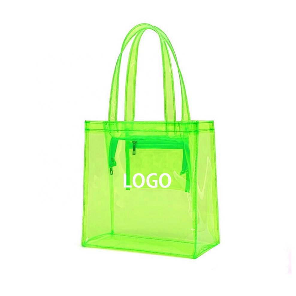 Custom Logo Waterproof Shopping Bag PVC Transparent Tote Bag Custom Color
