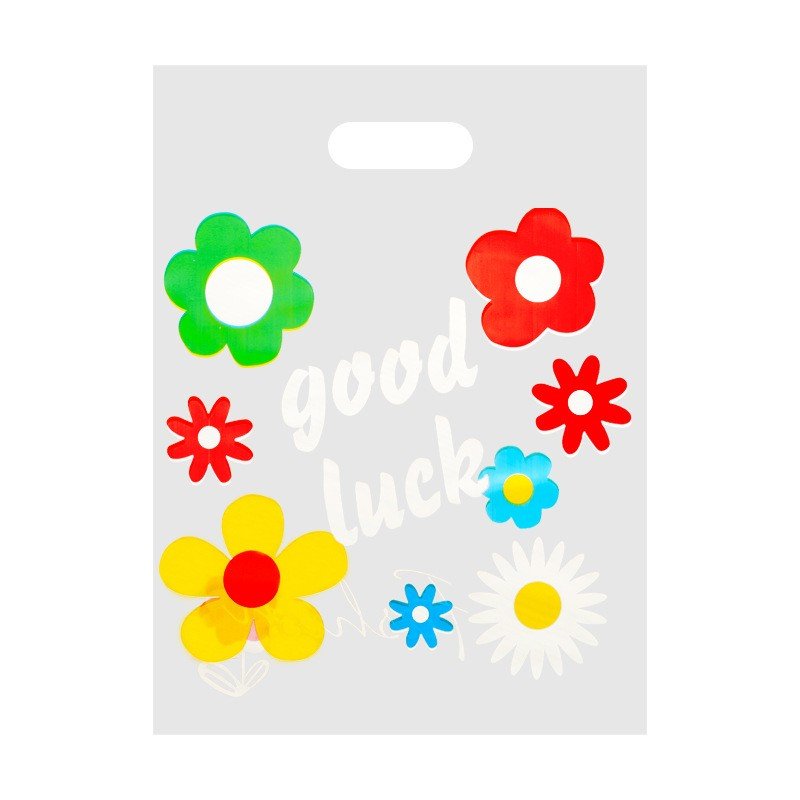 customized cheap printed packing shopping bags LDPE fold over die cut handle custom retail merchandise plastic bags