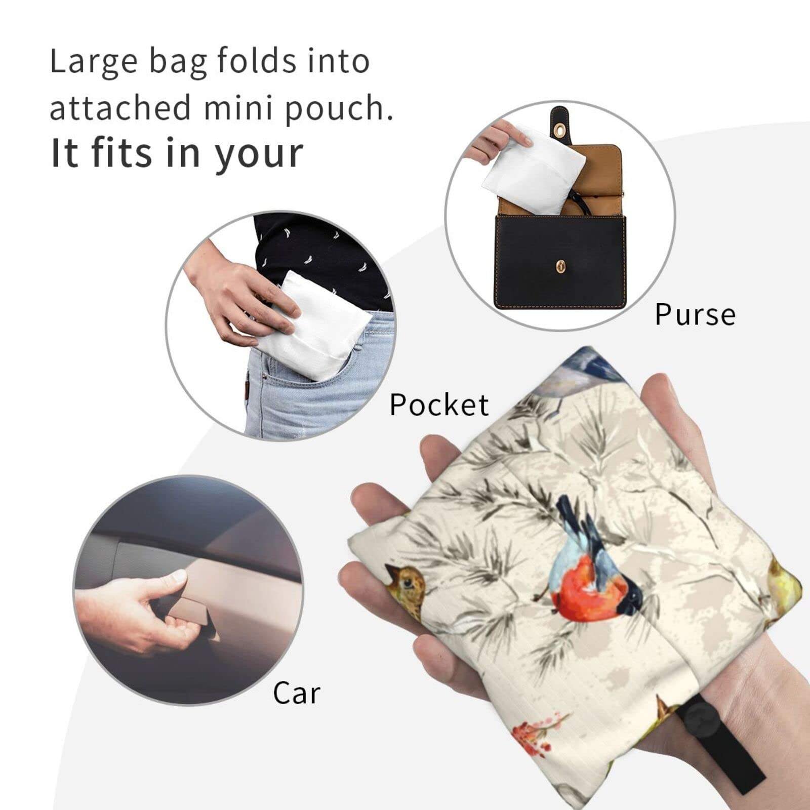 Reusable Grocery Shopping Bags Foldable Shopping Bags Grocery Tote with Attached Pouch Machine Washable Eco Friendly