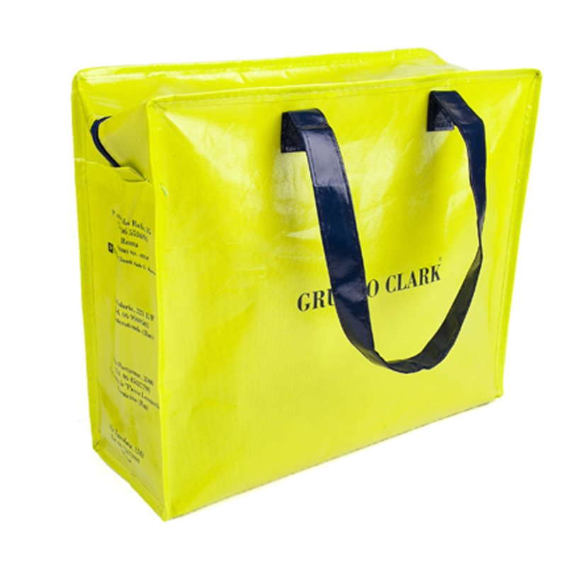 Factory hot sale hand zipper laminated reusable pp woven bag shopping