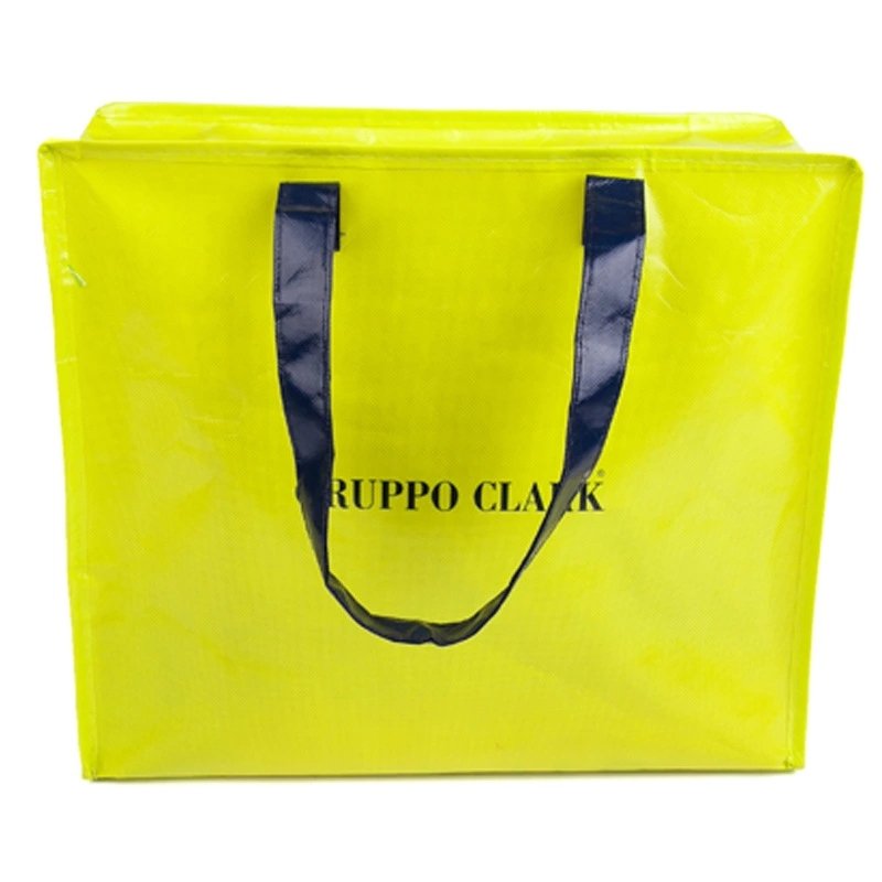Factory hot sale hand zipper laminated reusable pp woven bag shopping