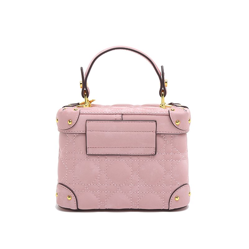Pink and pink high-grade rhombus case bag 2024 new style small fragrance fashion tie-in hand small square bag woman