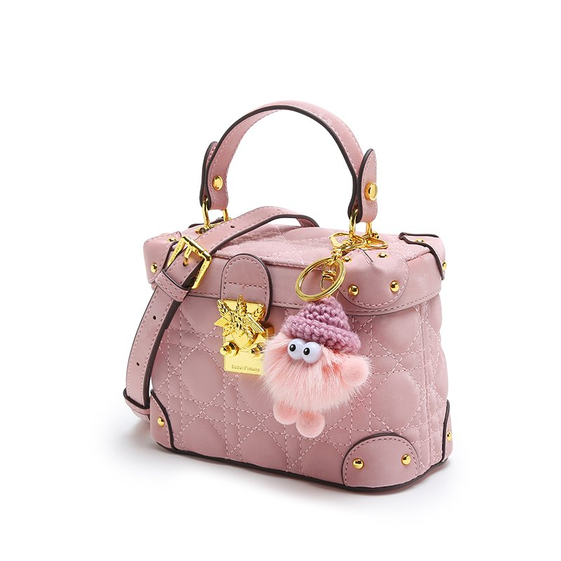 Pink and pink high-grade rhombus case bag 2024 new style small fragrance fashion tie-in hand small square bag woman
