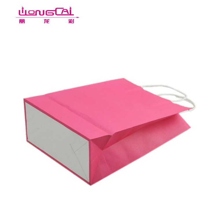 Matte Lamination Silver Hot Foil Pink Luxury Custom Printed Shopping Gift Packaging Paper Bag With Handle