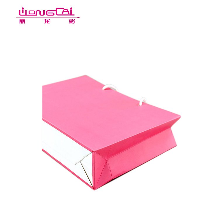 Matte Lamination Silver Hot Foil Pink Luxury Custom Printed Shopping Gift Packaging Paper Bag With Handle