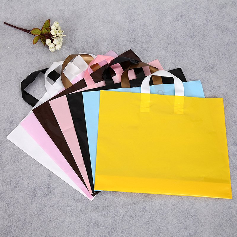 Manufacture custom color transparent tote pe plastic shopping bag pe bags