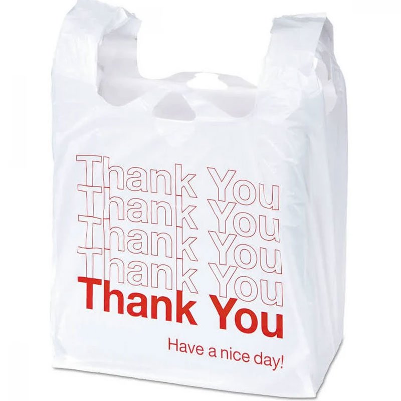 Thank You Plastic T Shirt Bag 11.5 x 6.5 X 21" Durable Plastic Grocery Shopping Bags