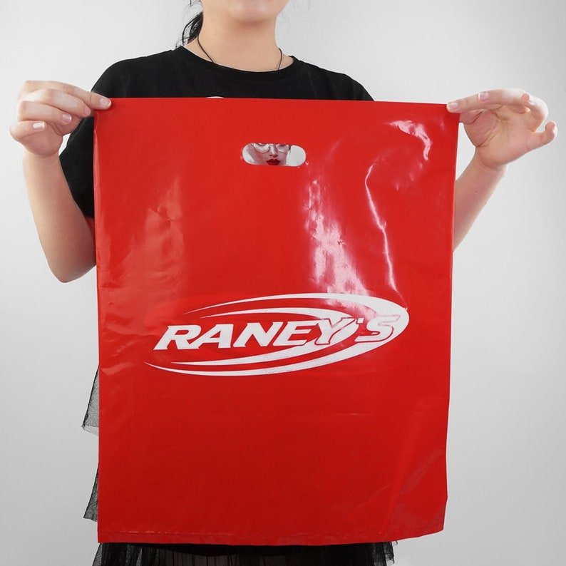 Wholesale Custom Die Cut Plastic Bags Reusable Plastic Shopping Bags with Handle Die Cut Handle Bags for Shopping Grocery