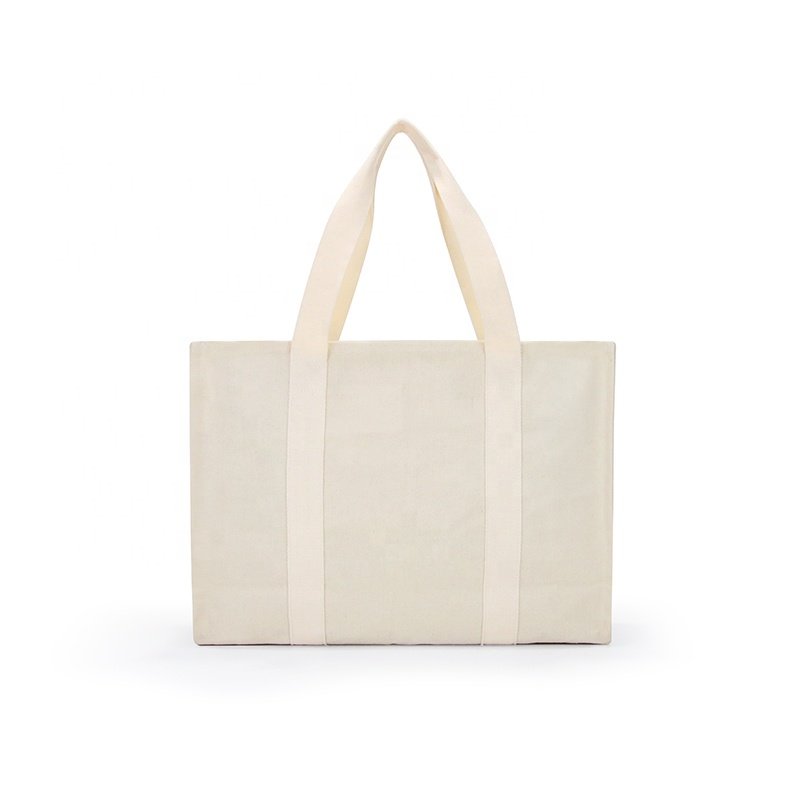 2024 wholesale simple solid color handbag thickened cotton women's custom shopping bags canvas premium