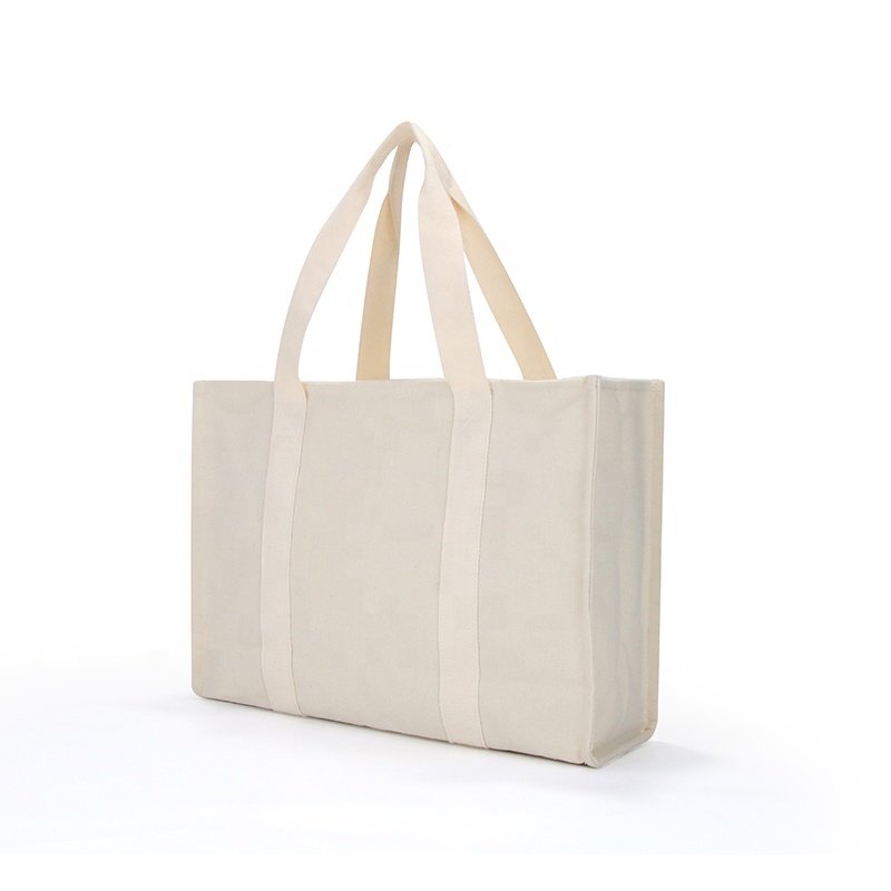 2024 wholesale simple solid color handbag thickened cotton women's custom shopping bags canvas premium