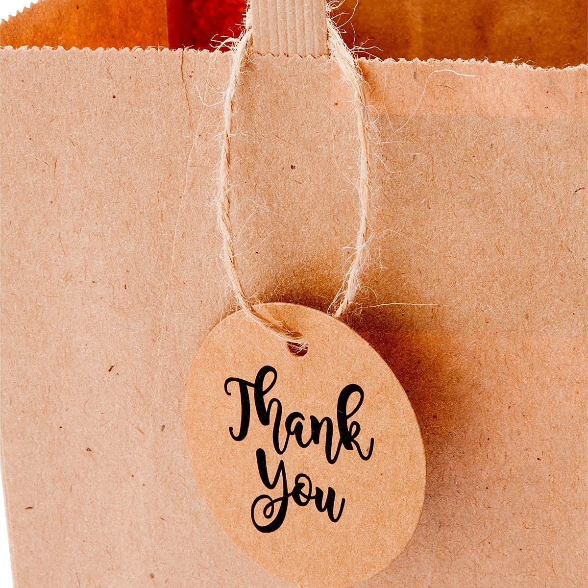 With Handle and Thank You Tags for Retail Business, Merchandise, Goodies Brown Kraft Paper Shopping Bags Bul