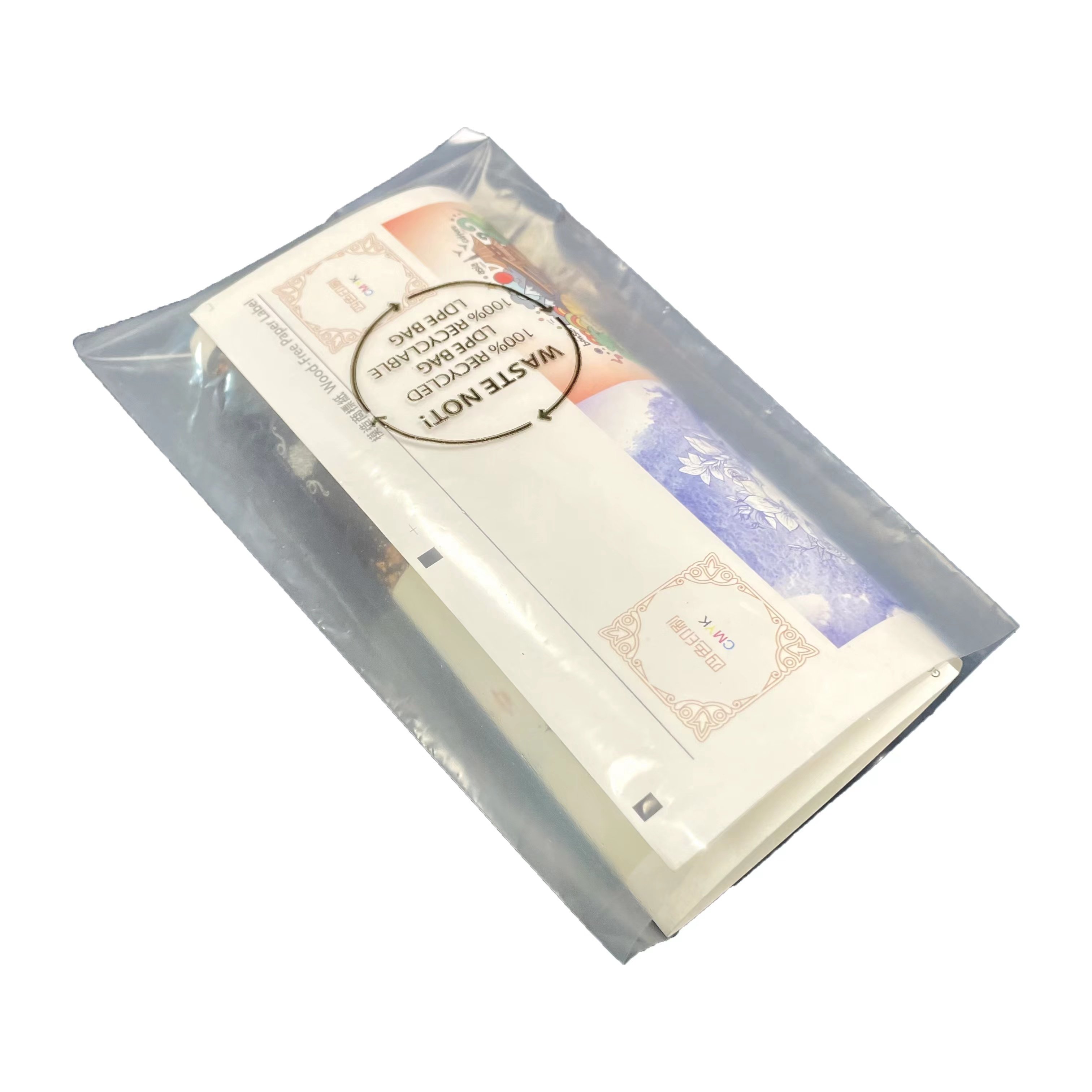 Reusable Customized 100% Recycled LDPE Stand up Pouch Packaging Bag Transparent Small Plastic Clothes Bag Gravure Printing GRS