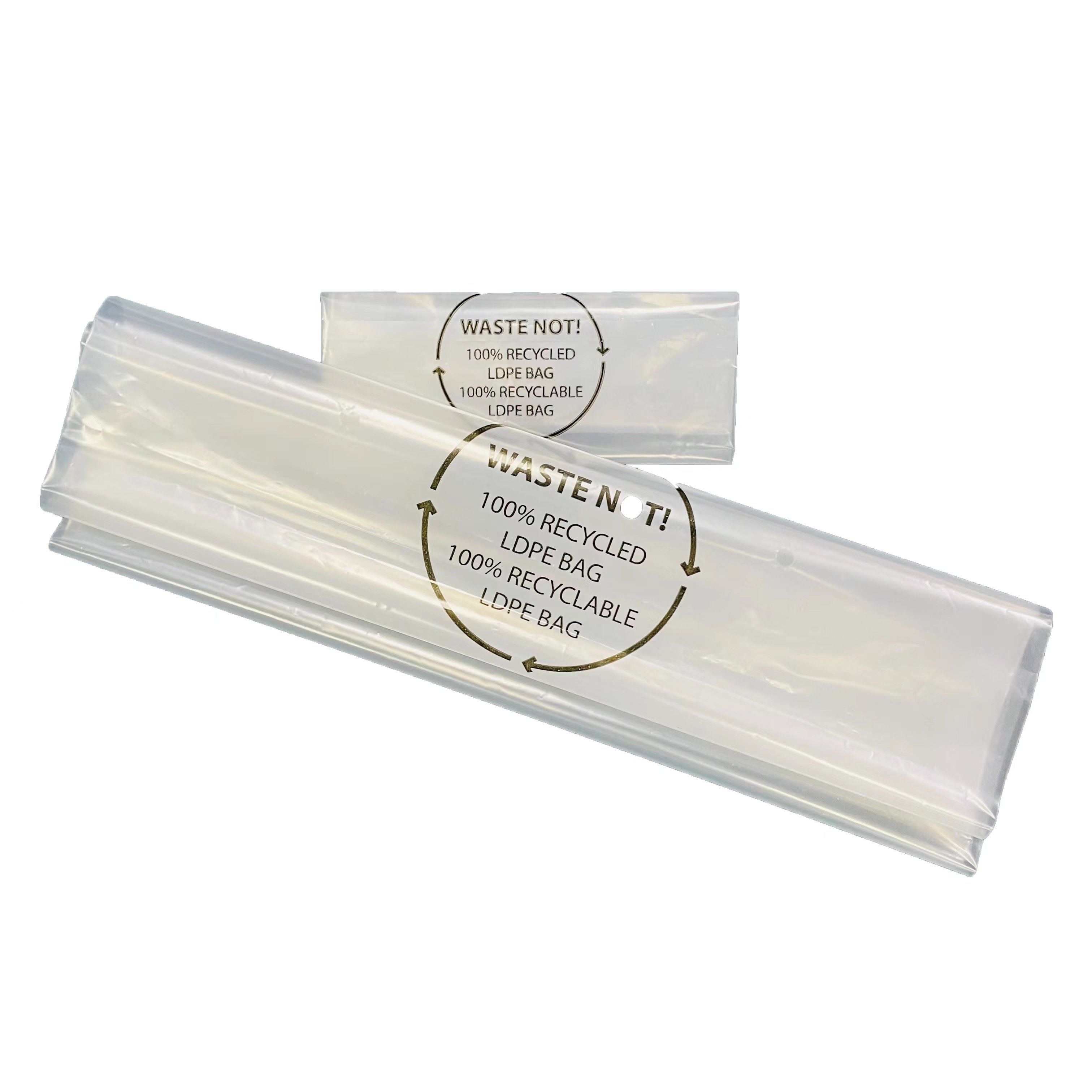 Reusable Customized 100% Recycled LDPE Stand up Pouch Packaging Bag Transparent Small Plastic Clothes Bag Gravure Printing GRS