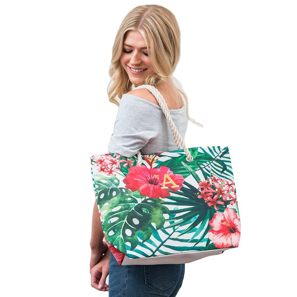 Classic Branded Reusable Fashion Lady's Canvas Beach Tote Shopping Bag