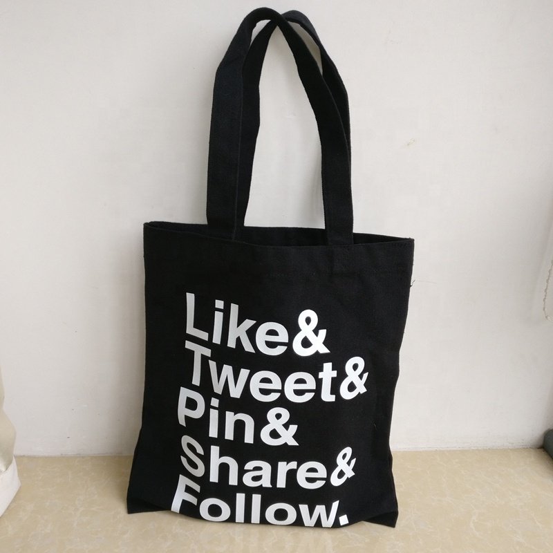 Unisex Small Cotton Calico Shopping Bag with Custom Zipper Closure PVC Lining Decorative Straps Letter for Wholesale Shopping