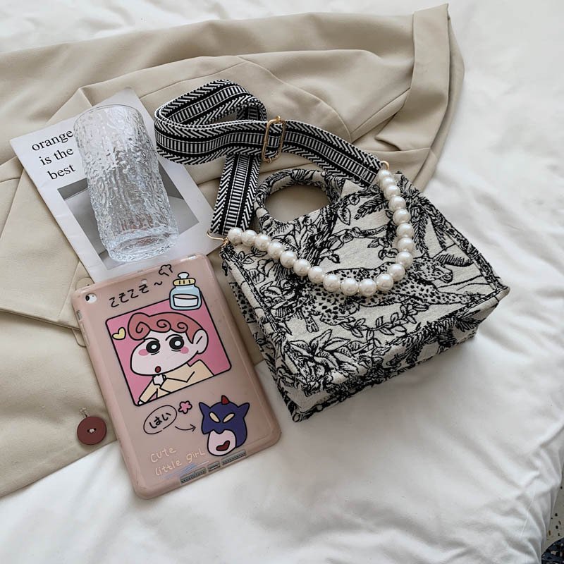 Vintage Knitted Fabric Women Tote Bag High Capacity Canvas Daily Life Shopping Tote Bag Exquisite recycled Shoulder Bag