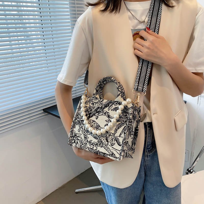 Vintage Knitted Fabric Women Tote Bag High Capacity Canvas Daily Life Shopping Tote Bag Exquisite recycled Shoulder Bag