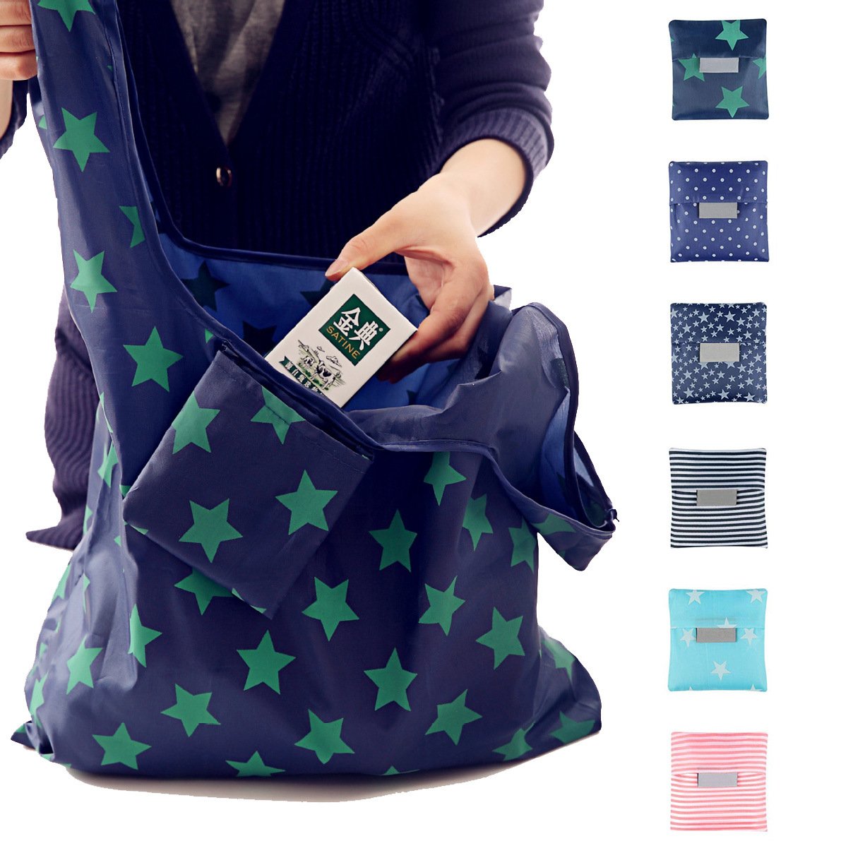 Custom Nylon Foldable Grocery Bags Eco-friendly Ripstop Nylon Pouch Reusable Folding Polyester Shopping Bag