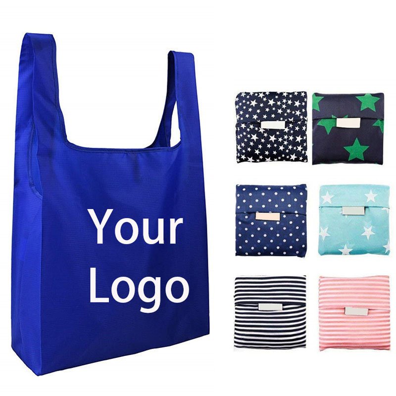 Custom Nylon Foldable Grocery Bags Eco-friendly Ripstop Nylon Pouch Reusable Folding Polyester Shopping Bag