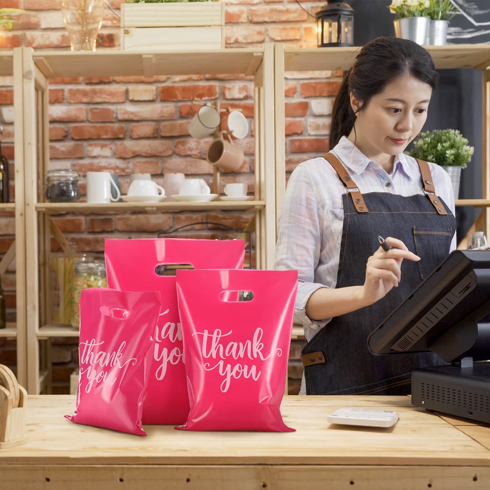 Custom Plastic Shopping Bag Thank You Merchandise Bag For Goodie Small Business Gift Trade Bags Stores Boutique