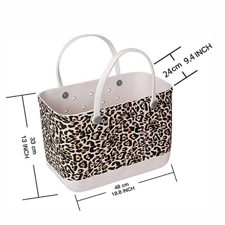 summer women leopard leaves camo printing eva beach bag silicone beach bags pvc women tote handbag purse eva beach bag