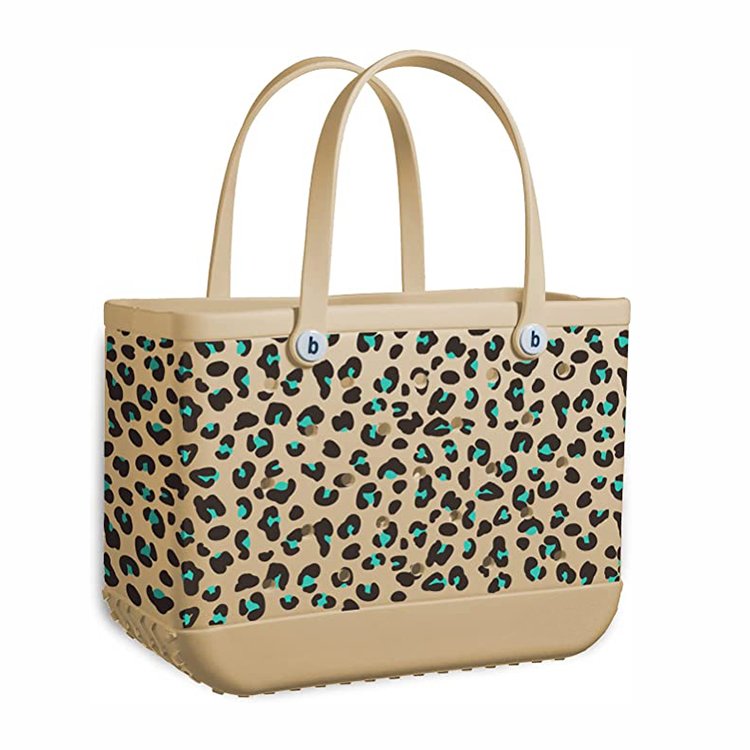 summer women leopard leaves camo printing eva beach bag silicone beach bags pvc women tote handbag purse eva beach bag