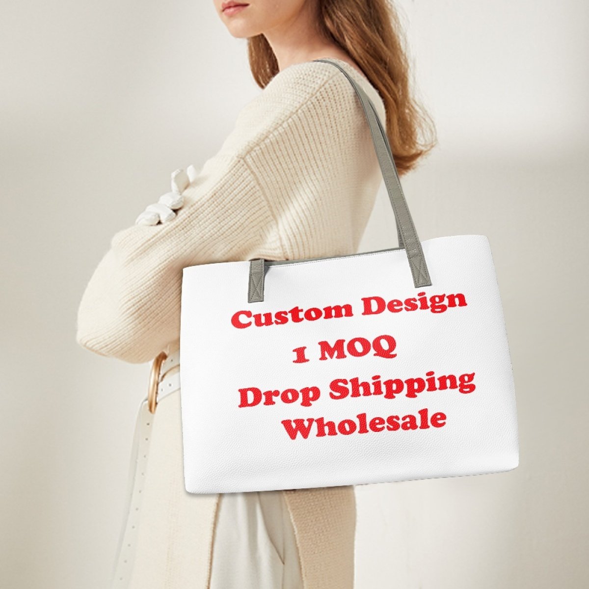 Wholesale Womens Shopping Bag Print On Demand Custom Reusable Shopping Bags With Logos Fashion Luxury Large Capacity Tote Bag