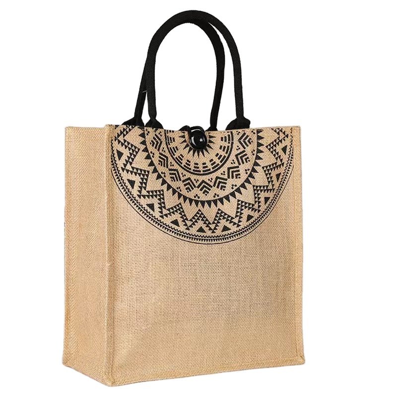 Thick and thin jute tote bag wholesale gift storage bag linen bag with printed logo