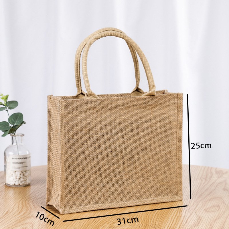 Thick and thin jute tote bag wholesale gift storage bag linen bag with printed logo