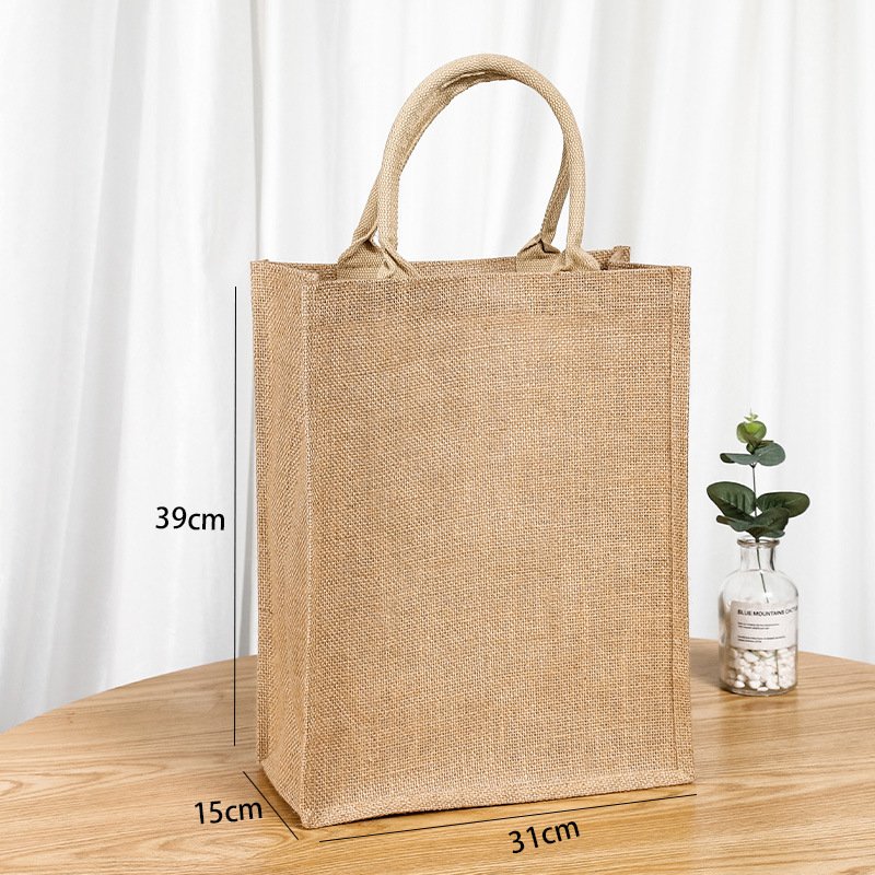 Thick and thin jute tote bag wholesale gift storage bag linen bag with printed logo